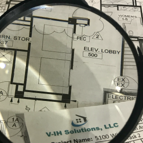 Building floorplan for asbestos containment areas.