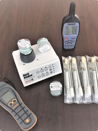 V-IH Solutions mold testing kit used to identify presence of moisture and mold spores in a building.